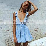 Deep V Neck Side Cross Sexy Dress Lady Fashion Summer Dresses Women Lady thumbnail-2