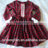 Baby Girls Winter Long Sleeve Vintage Plaid Christmas Lace Dress Red Classic Dress thumbnail-1