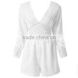 Women Classic Colorblock Solid White Back Adult Romper Pattern thumbnail-3