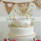 JUST MARRIED CAKE BUNTING TOPPER IVORY VINTAGE LACE SHABBY CHIC RUSTIC WEDDING thumbnail-2
