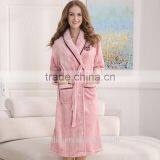 100% POLYESTER WOMEN'S THERMAL CORAL FLEECE BATHROBE thumbnail-3