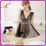 The New 2014 Women's Harness Sides Wearing Translucent Sexy Pajamas Backless Lingerie Gauze Suits Free Shipping