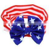 American Flag Headband With Bows Toddler Twisted Bandanna Headwrap For Baby Hair Accessory
