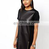 2014 Latest Fashion Leather Look Tee Dress thumbnail-2