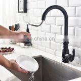 Deck mounted black 3 way fashion design brass flexible hose  Pull down Single Handle Kitchen Faucet