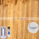 3x3m 300 LED Copper Wire Icicle Curtain Lights USB With Remote Fairy Lights String Garland For Wedding Party Curtain Decor thumbnail-2