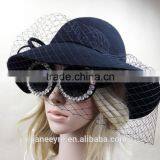 Fashion 100% Wool Winter Felt Veil Hats Wholesale thumbnail-5