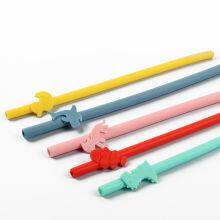Weiqi Manufacturer BPA Free 5 Pack Refreshing Cartoon Silicone Straws thumbnail-3