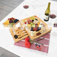 Bamboo Cheese Board Cutlery Set Serving Plate With Slate Includes Cheese Knives Tools thumbnail-3