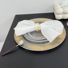 Golden Round Edge Clear Plastic Table Charger Plates Wedding Wholesale Festival Supplies Dinner Plate thumbnail-2