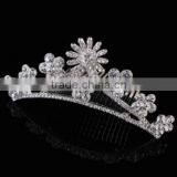 Wholesale Kids Tiara Crown Alloy Crystal Crown Flower Shaped Comb Accessories thumbnail-3