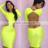 Long Sleeve Backless Sexy Bodycon Dress thumbnail-3