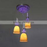 3 heads pendant light E27 with LED and crystal