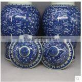Large Decorative Temple Jar Chinese Blue and White Ginger Jar With Floral Painting thumbnail-3