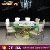 Golden Stainless Steel Round Wedding Dining Table With Led Light MDF Top thumbnail-3