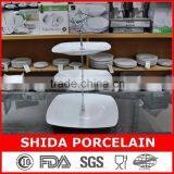 Porcelain Dinner Plates 3 Layers Porcelain Cake Set Different Shapes Cake Set With Metal Stand