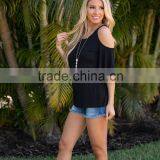 Casual Amazing Cold Shoulder Cut Out Solid Color Modal Blouse thumbnail-2