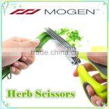 Vegetable Scissors with Anti-Slip Silicone Coated On The Handle Multi-Blade Herb Scissors