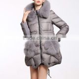 Factory Price Women's Winter Long Windproof Coat With Faux Fur Pockets