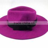WL-155 100%Wool modish girls fedora hat with bow trim