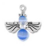 new gadgets 2014 silver plated blue bead angel wings charm(184010)