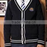 v neck children's thick cotton school uniform cardigan sweater