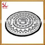 Roundie Beach Towel Tassel Beach People Classic Aztec Black & White Reactive Printed Round Beach Towel thumbnail-1