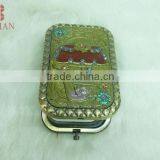 Metal Souvenir Compact Mirror/charm Brass Cosmetic Rhinestone Mirror thumbnail-2
