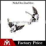 2016 Popular Silver Casting Animal Jewelry Mens Stainless Steel Punk Eagle Earrings thumbnail-1