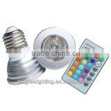 Colorful Light E27 3W RGB LED bulb with remote Control 2 Million 110-220V