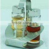 Useful Glass Oil and Vinegar Bottle Set With Stand for Home