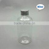80ml Transprant Round Plastic Cosmetic Silver Screw Cap Pressure Bottle