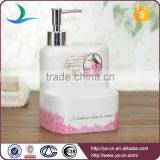 Elegant Square Ceramic Wholesale Soap Dispenser With Bird and Flower Decal thumbnail-3