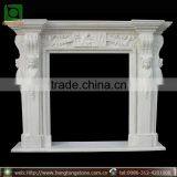 French Style White Marble Fireplace Mantel With Statue thumbnail-1