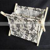 Factory Price Foldable Wooden Newspaper Holder With Fabric Wholesale thumbnail-1