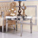 Mirrored Metal Feet Marble Top Side Table thumbnail-3