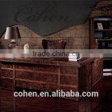 Cohen Antique Classic European Furniture Design Genuine Cowhide Leather Solid Wooden Office Desk Furniture for Sale thumbnail-4