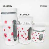 White Spraying Plastics Cylinder Glass Cookie Jar With Decorating thumbnail-1