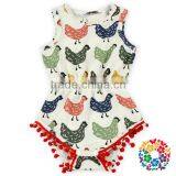 Hot Selling Infant Sleeveless Chicken Bodysuit Sunsuit Flower Patriotic Baby Clothing Children Romper thumbnail-6