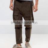 Custom Manufacturer Utility Pockets Strap Drop Crotch 100% Cotton Cord Breathable Functional Brown Men's Cargo Bib Pants thumbnail-1