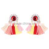 Bohemian Jewelry Big Crystal Gems With Tassel Drop Earrings for Women thumbnail-4