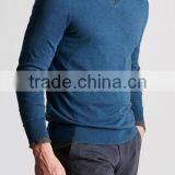 High Quality 12GG Casual Men's V-neck 100% Cashmere Sweater With Elbow Patches (BKNM10) thumbnail-3