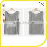 Custom Blank Grey Loose Dri Fit Women Casual Tank Tops Wholesale thumbnail-2