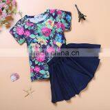 Printing T-Shirt and Black Skirt Set Kids Girls Summer Dresses thumbnail-2