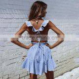 Deep V Neck Side Cross Sexy Dress Lady Fashion Summer Dresses Women Lady thumbnail-3