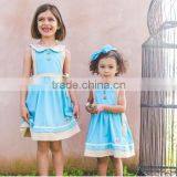 Girls Boutique Dress Kids 100% Cotton Blue Dress Sister Clothing thumbnail-2