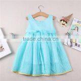 Blue Color Sleeveless Belt Summer Children Girl Princess Dress thumbnail-2