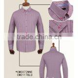 Factory 100% Cotton Carbon Peach Finishing Soft Wine Check Long Sleeve Button up Colar Made to Measure Custom Mens Dress Shirt thumbnail-1