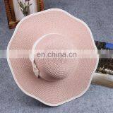 Lace Bowknot Straw Hat Folding Sunshade Hat Beach Cap thumbnail-3