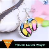 New 2016 Latest Silver Earring Designs Magnetic Glass Dream Picture Resin Drop Earring